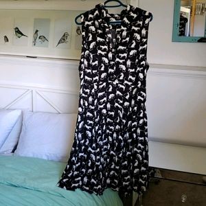 Cat A-line Button and Collared Sleeveless Dress